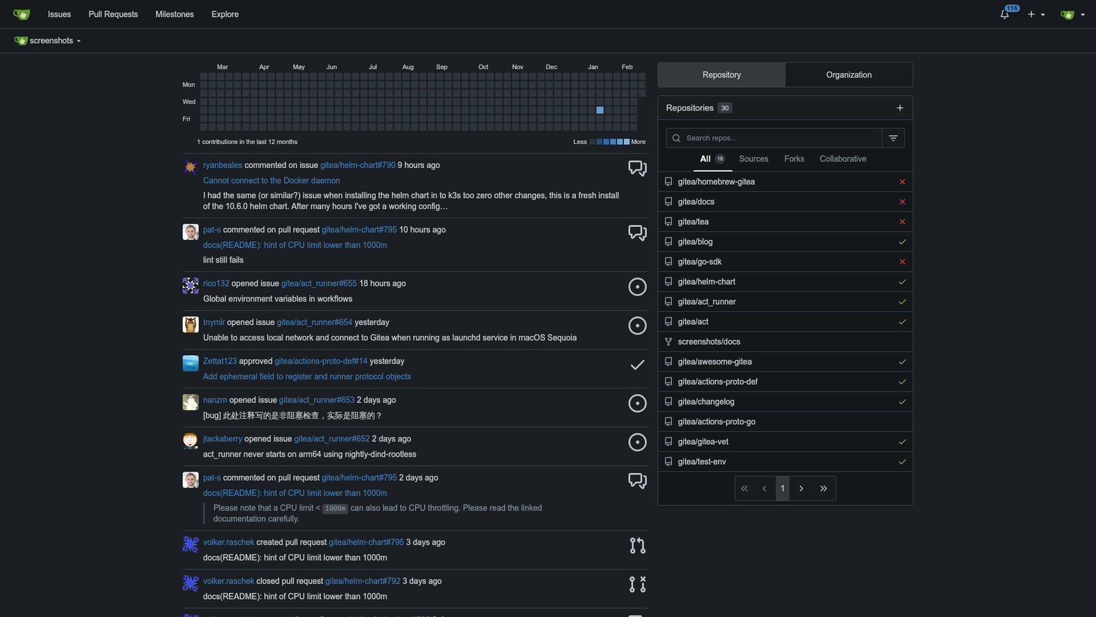 Gitea running in the browser
