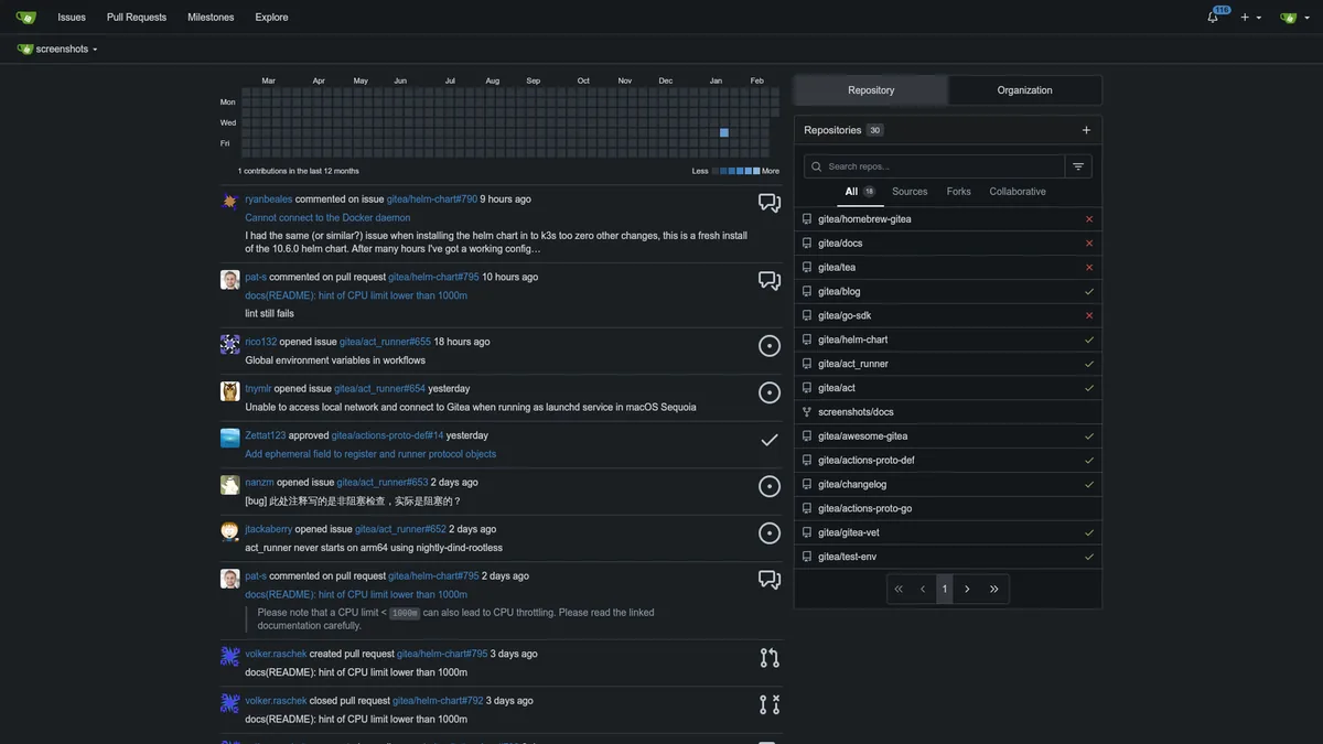 Gitea running in the browser