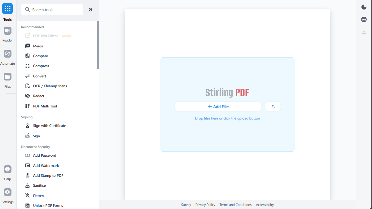 Stirling PDF running in the browser