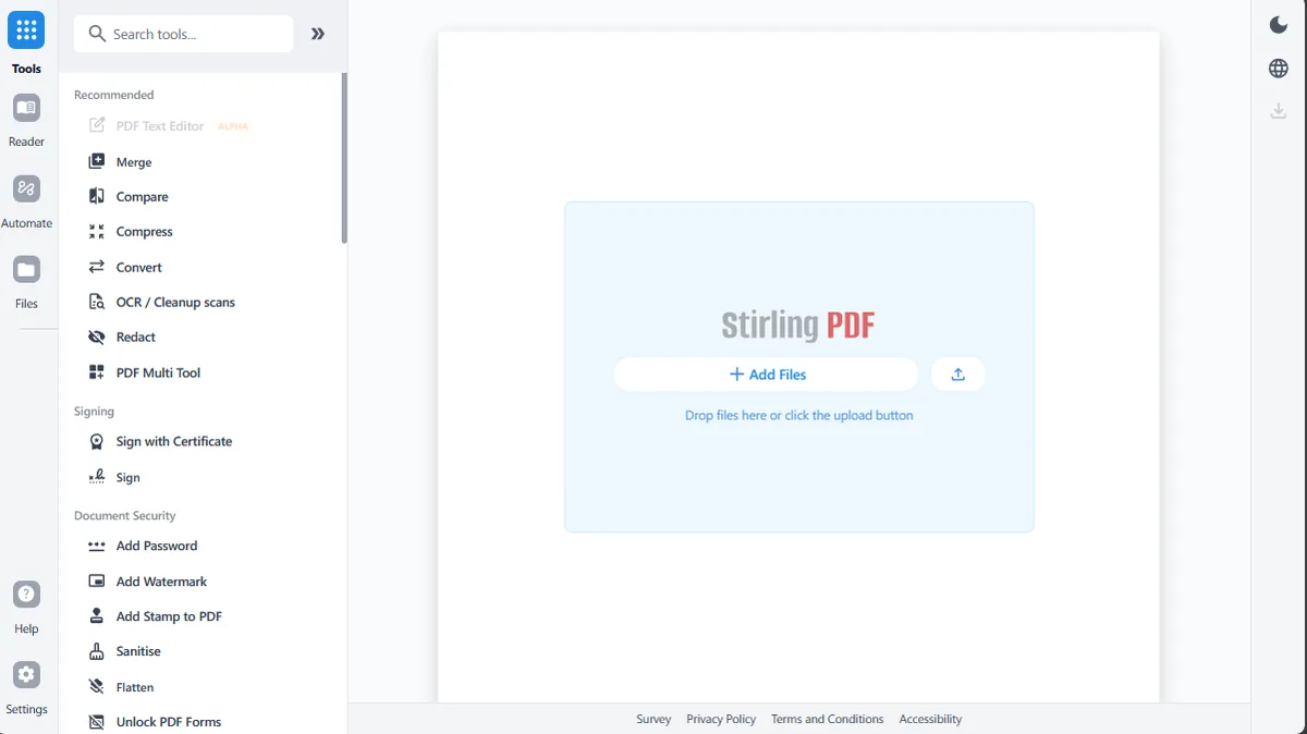 Stirling PDF running in the browser